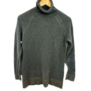 Gobi Mongolian Lightweight Cashmere Sweater green gold turtleneck